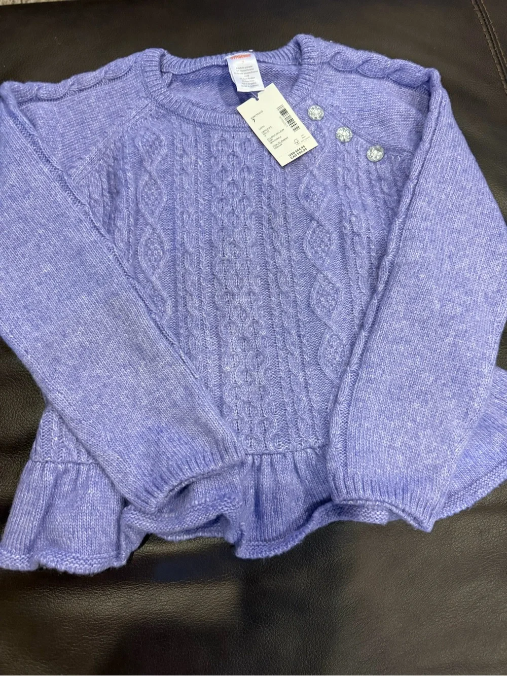 Gymboree Lavender Cable Knit Ruffle Hem Sweater